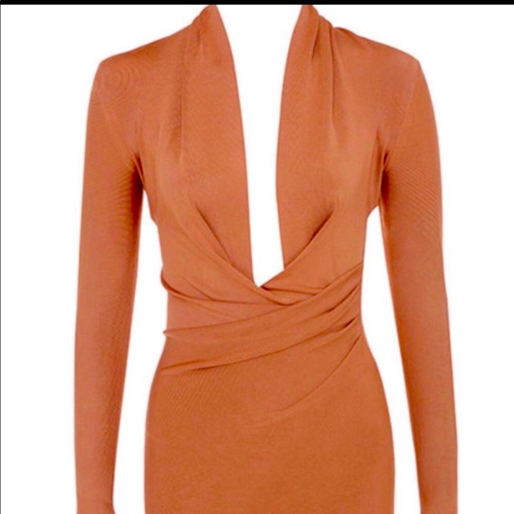 House of Cb Francesca Tan Draped Bandage dress | Size S